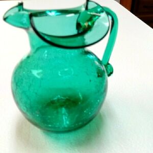 Vintage cracked glass pitcher